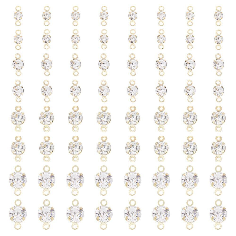 6056 200Pcs 4 Styles Rhinestone Connectors Cubic Zirconia Bracelet Necklace